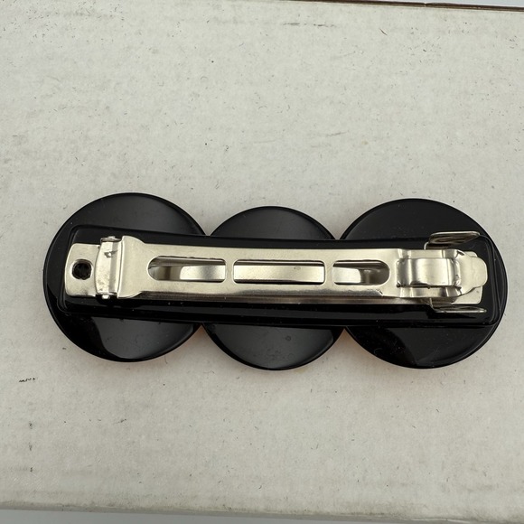 Vintage Amber Plastic Gold-Tone Hair Clip Barrette 3.5" - Picture 3 of 3